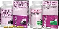 Vista 1 de Bronson Suplemento vitamínico extra fuerte para el cabello, la piel y las uñas con biotina para mujeres + Ultra Biotina 10,000 Mcg
