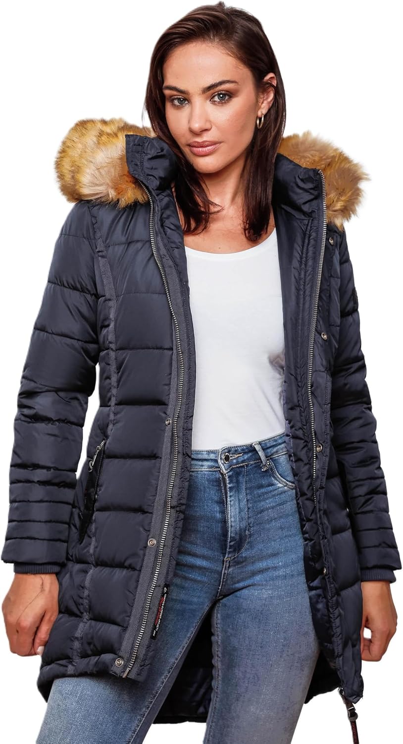 Navahoo Papaya Warme gewatteerde winterjas voor dames, XS-XXL, geel, S