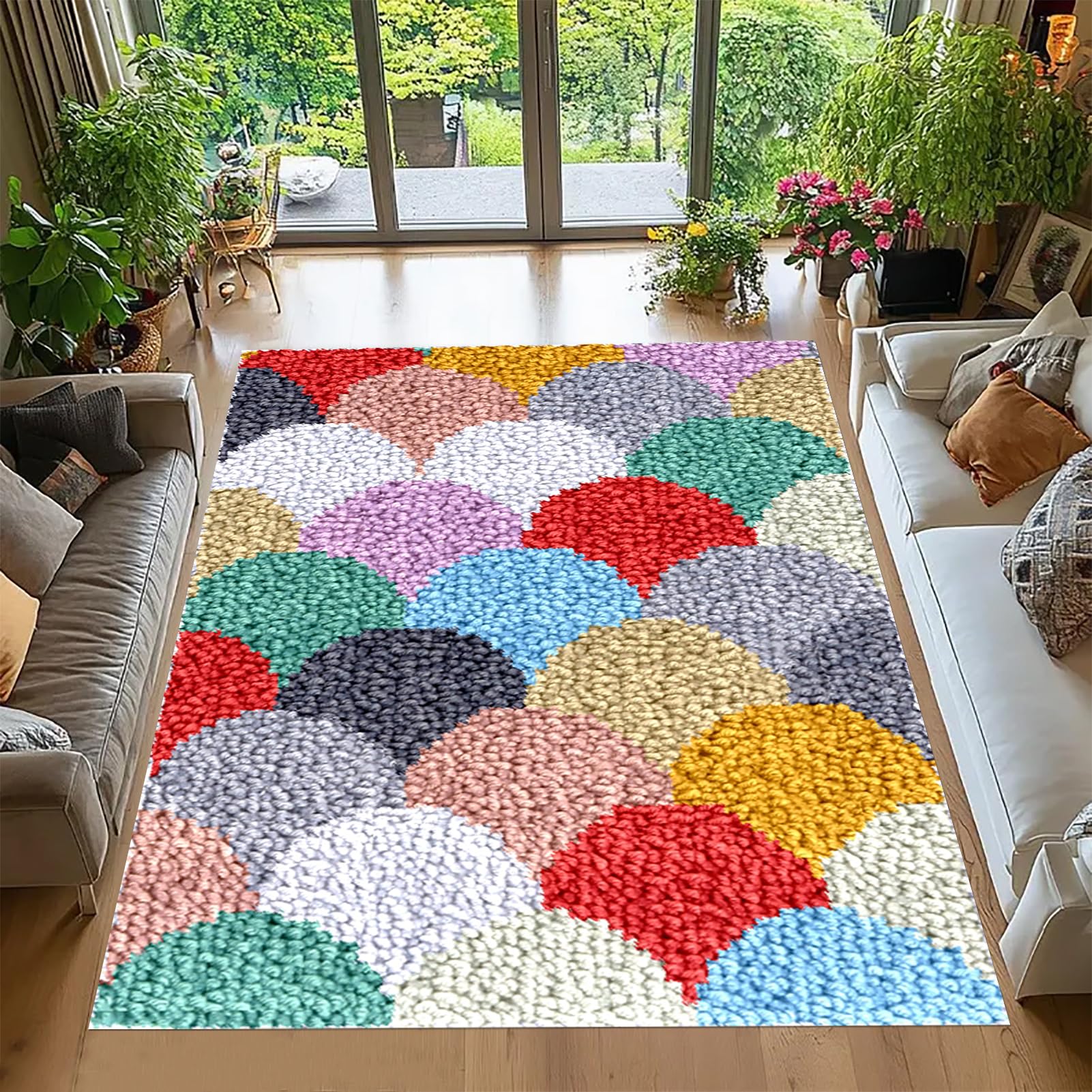 Tehocwiz 69 x102 cm Latch Hook Kits for Adults, Latch Hook Rug Kit, Latch Hook Cushion Kits, Tapestry Kits for Home Decoration, Crochet Rug Making Kit for Adults, Rug Making Kit For Adults Beginners