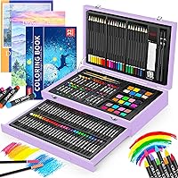 Vista 10 de iBayam Suministros de arte, paquete de 150 piezas de arte de madera de lujo, kit de pintura para manualidades, 1 libro para colorear, 2 blocs