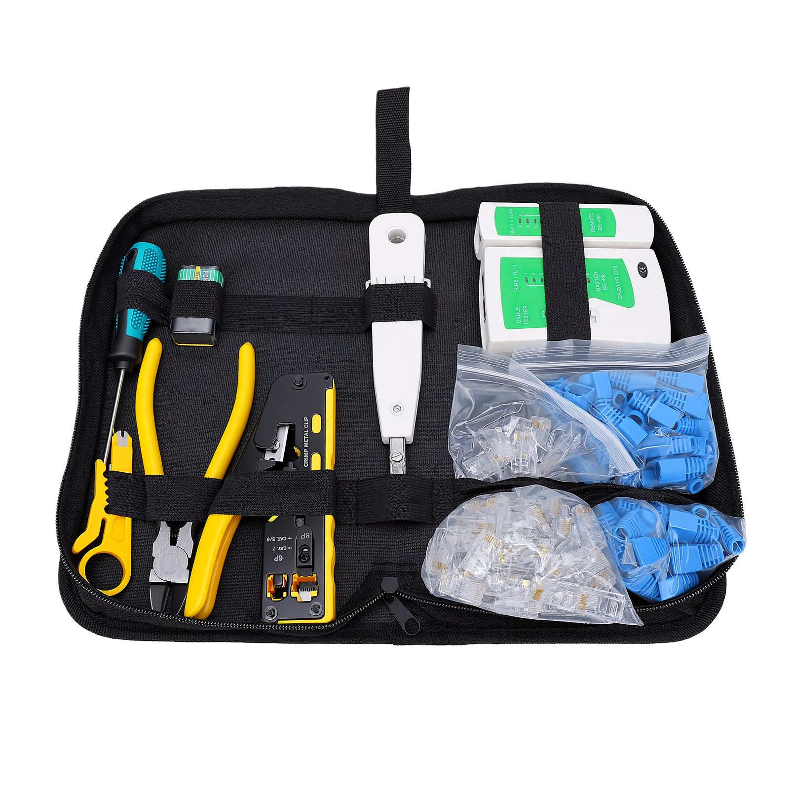 Pinza crimpatrice RJ45 con tester cavo LAN, kit strumenti rete (AR0612)