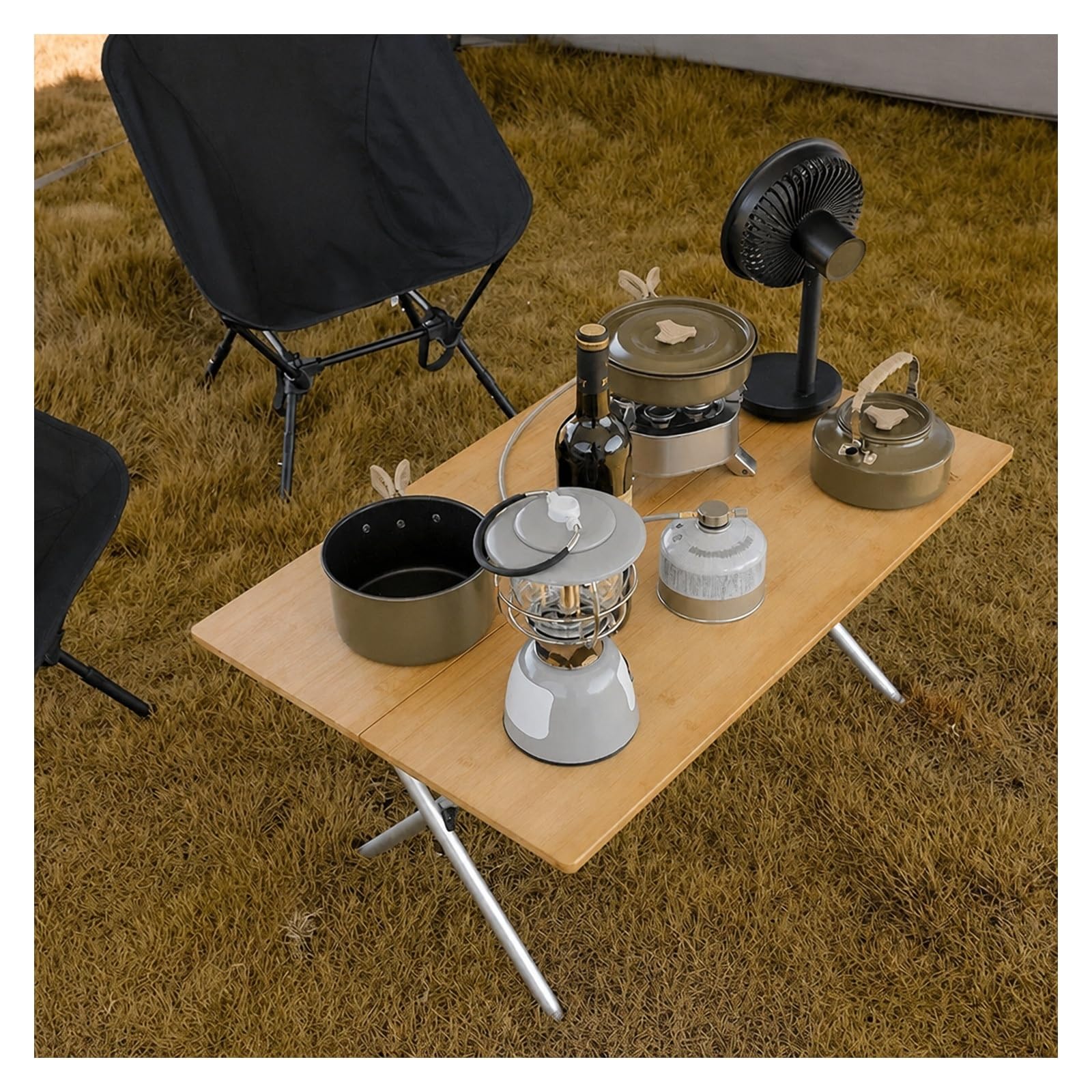Przenośny stół kempingowy, Outdoor Camping Bambusowy Składany Stół 2/3 | Przenośny, Do Szybkiego Przechowywania, Stop Aluminium, Na Kolor Podstawowy(New TwoFoldTable)