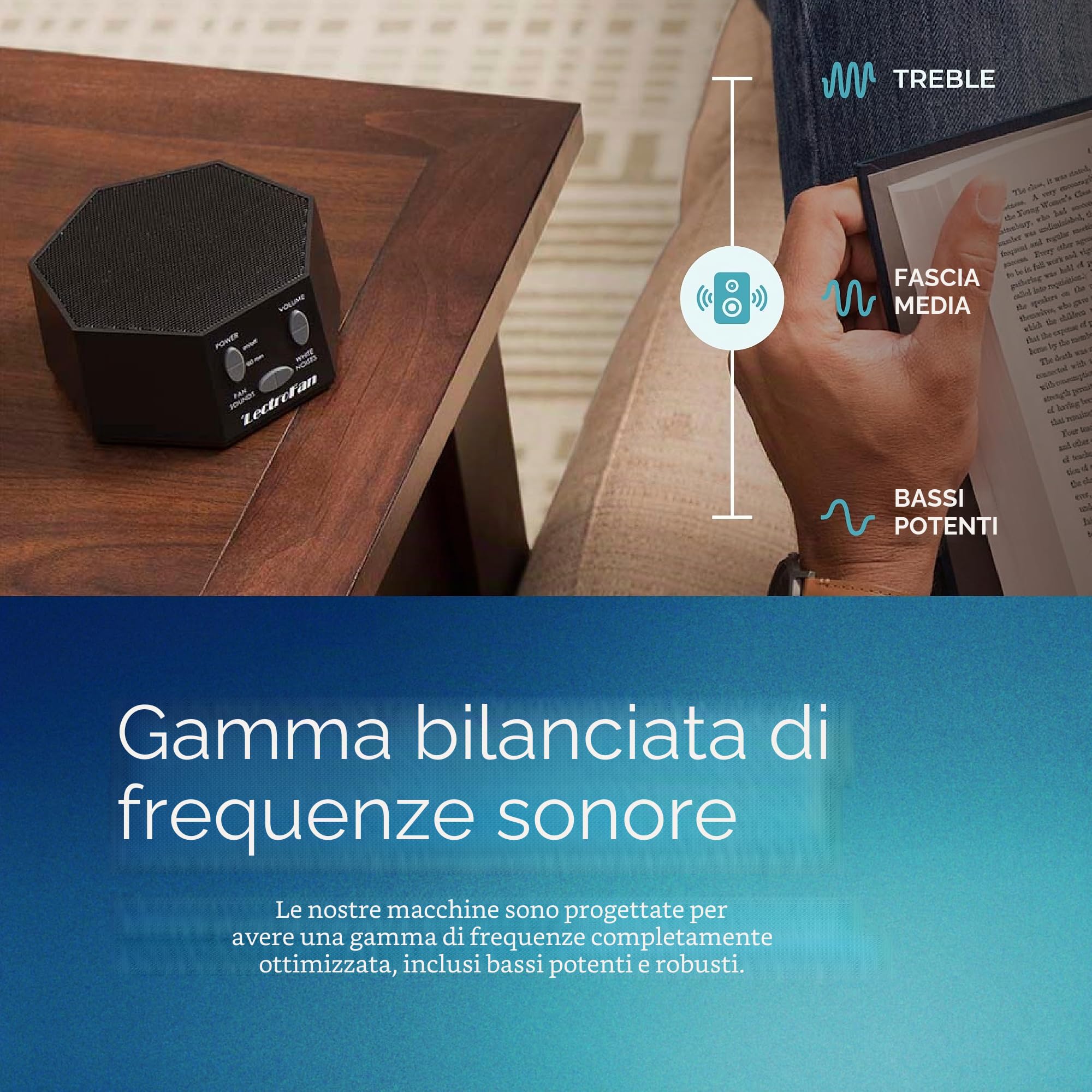 ASTI ASM1007-BG LectroFan, Generatore di Suono Bianco con Suoni di Ventola e Timer, Nero