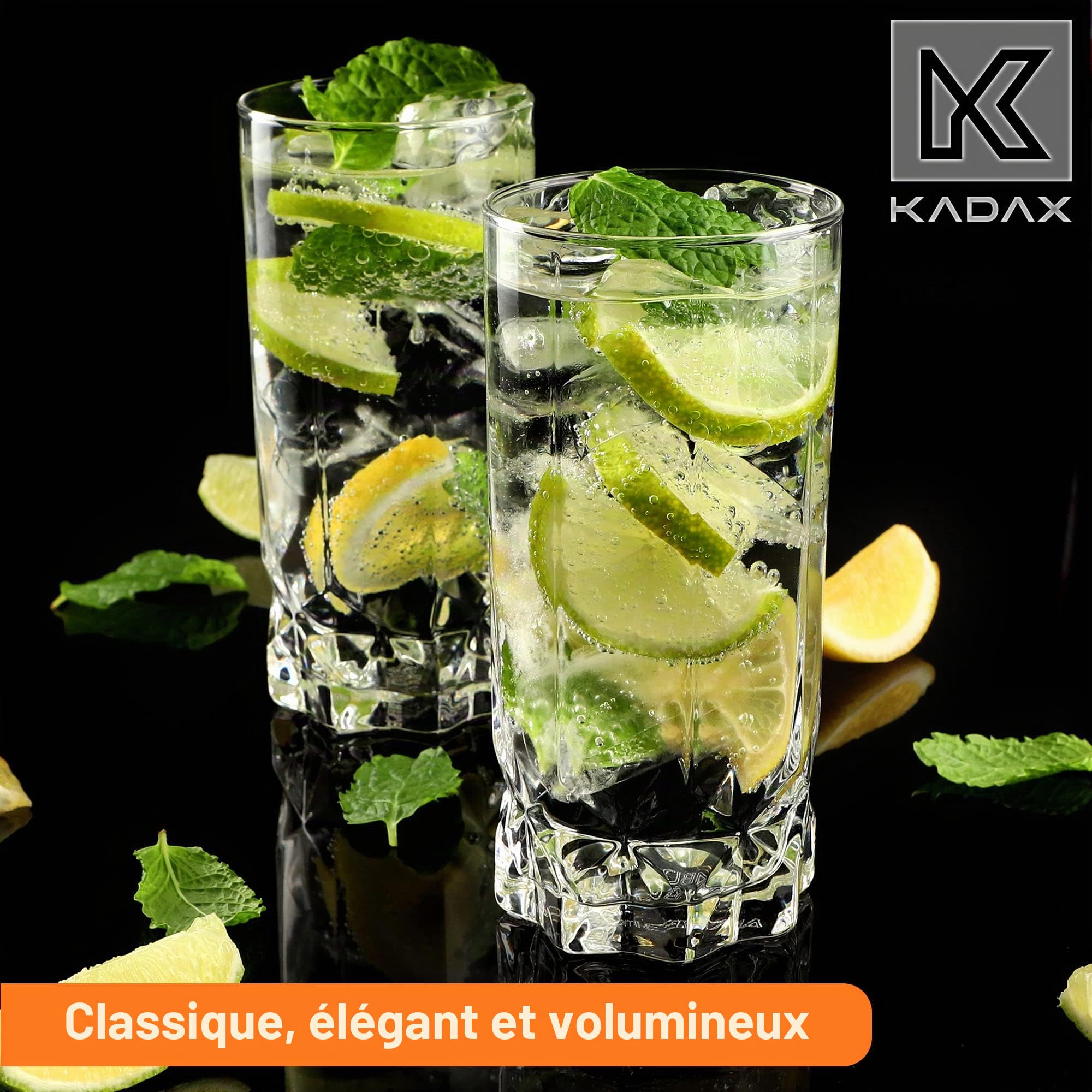 KADAX Verres à Boire pour Toutes les Occasions, Verres Transparents pour Jus, Cocktails, Eau et Soda d'une Élégance Incomparable (325 ml, Lot de 12)