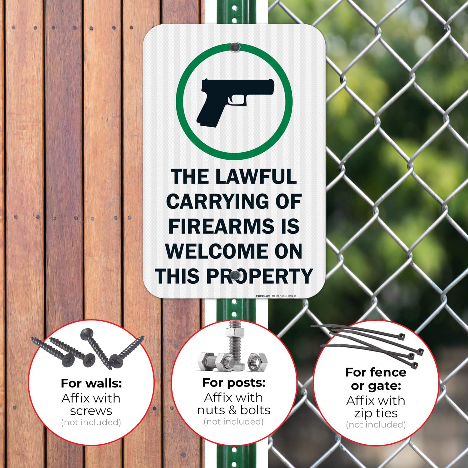 The Lawful Carrying of Firearms is Welcome Sign, 12x18 Inches, 3M EGP Reflective .063 Aluminum, Fade Resistant, Easy Mounting, Indoor/Outdoor Use, Made in USA
