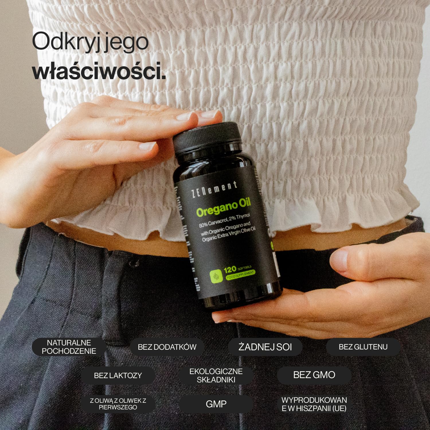Olejek z Oregano, Standaryzowany do 80% Karwakrolu i 2% Tymolu – Z Ekologiczną Oliwą z Oliwek Extra Vergine dla Lepszego Wchłaniania – 120 Kapsułek Miękkich – Zenement