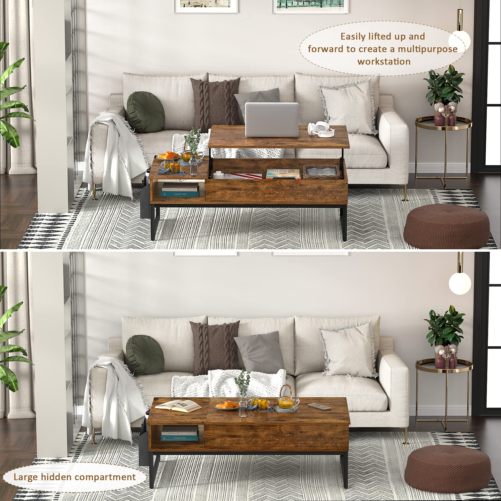 Buy Aheus Lift Top Coffee Table with Storage, 43.3" Wood Lifting Top