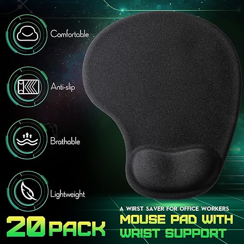 Miniatura 2 de 20 alfombrillas ergonómicas para mouse con soporte para muñeca, almohadilla de mouse de gel con reposamuñecas, alivio del dolor negro, cómoda espuma