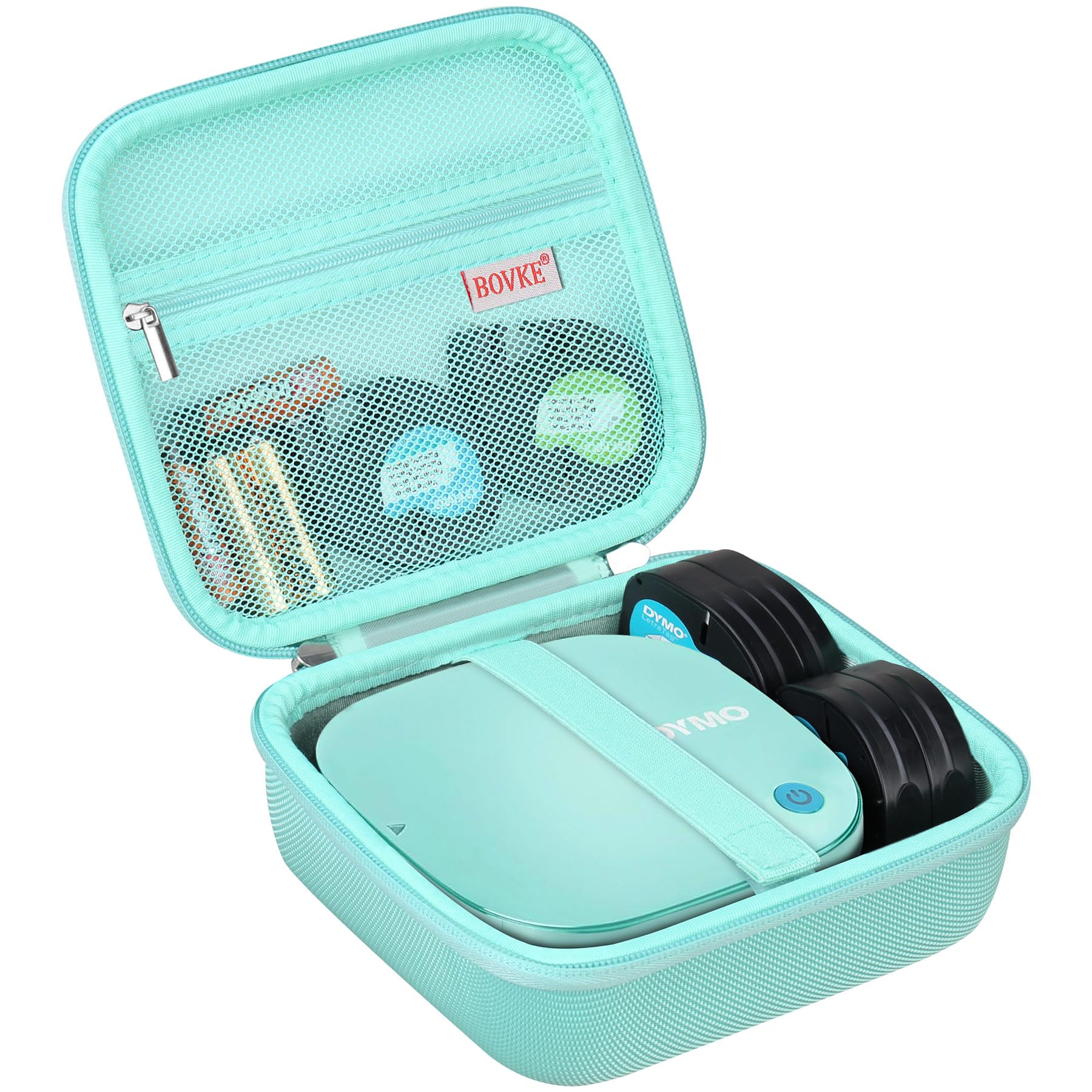 Hard Carrying Case Compatible with DYMO LetraTag 200B Bluetooth Label Maker, Compact Label Printer Holder Fits DYMO LetraTag 200B with Mesh Pocket for Paper Label Tapes, Blue