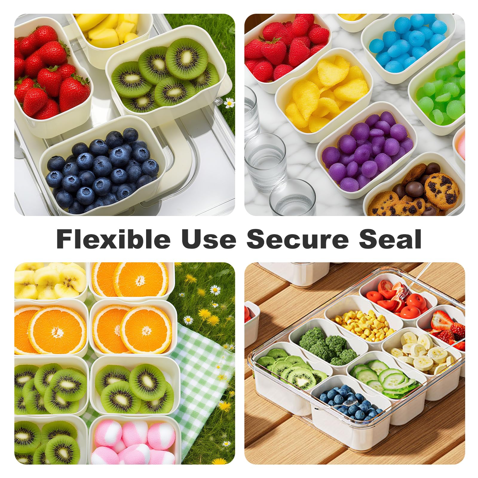 Snackbox Avec 8 Compartiments, Plateau à Snacks Avec Couvercle Et