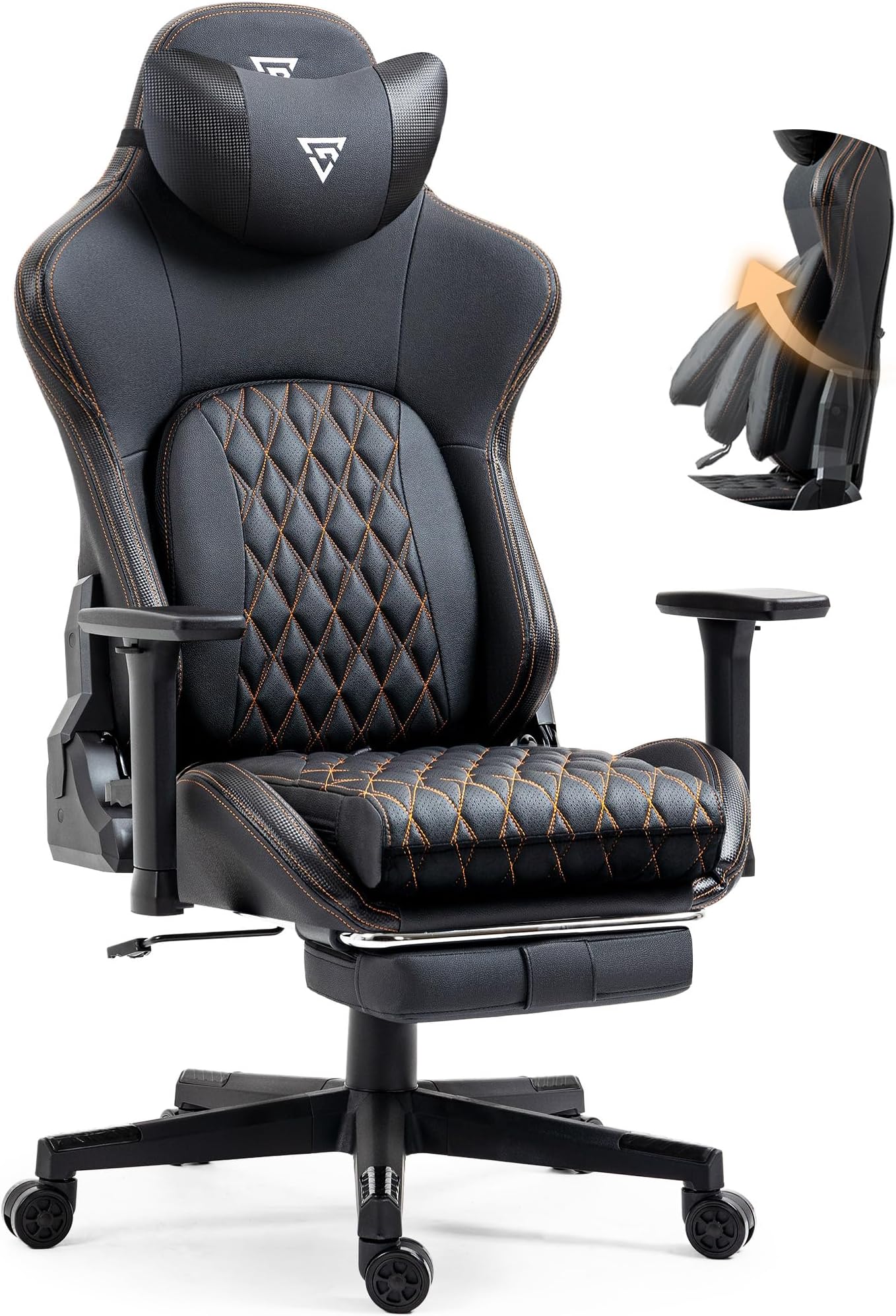 Vigosit Gaming Chair - Ergonomic, Heavy Duty, Black, 400LBS, Modern Style, Armless, Adjustable Lumbar Support, Ergonomic Headrest, For Gaming, Office, Computer Use