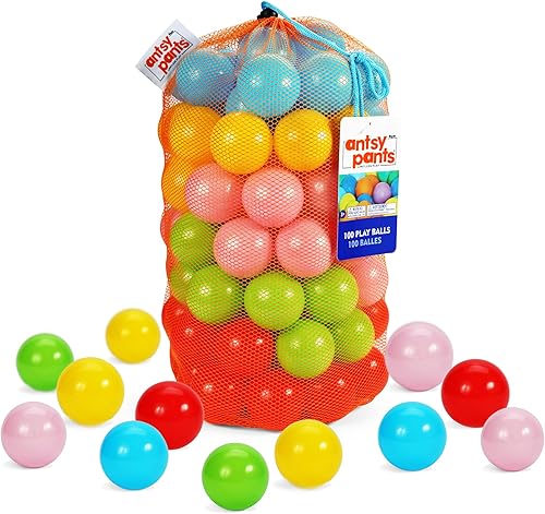 Flybar Antsy Pants Pelotas de juego - Pelota para pozo de pelotas - Pelotas para niños pequeños y bebés - 5 colores brillantes en bolsa de