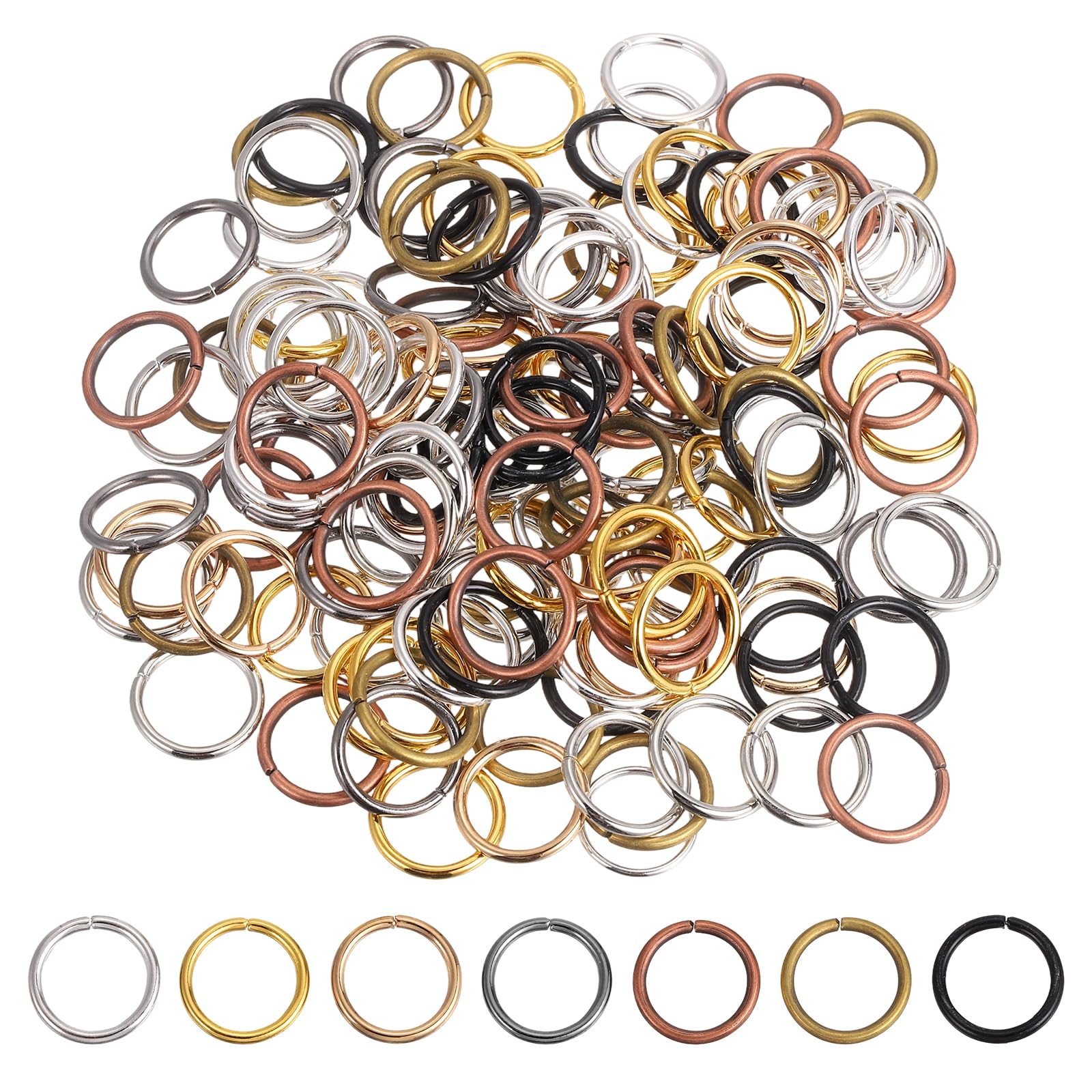 sourcing map 200 Pcs Open Jump Rings, 18mm Split Metal O Ring 2mm Thick Keychains Connector Ring for Jewelry Making DIY Necklaces Bracelet Earrings Craft Making, Mixed Color