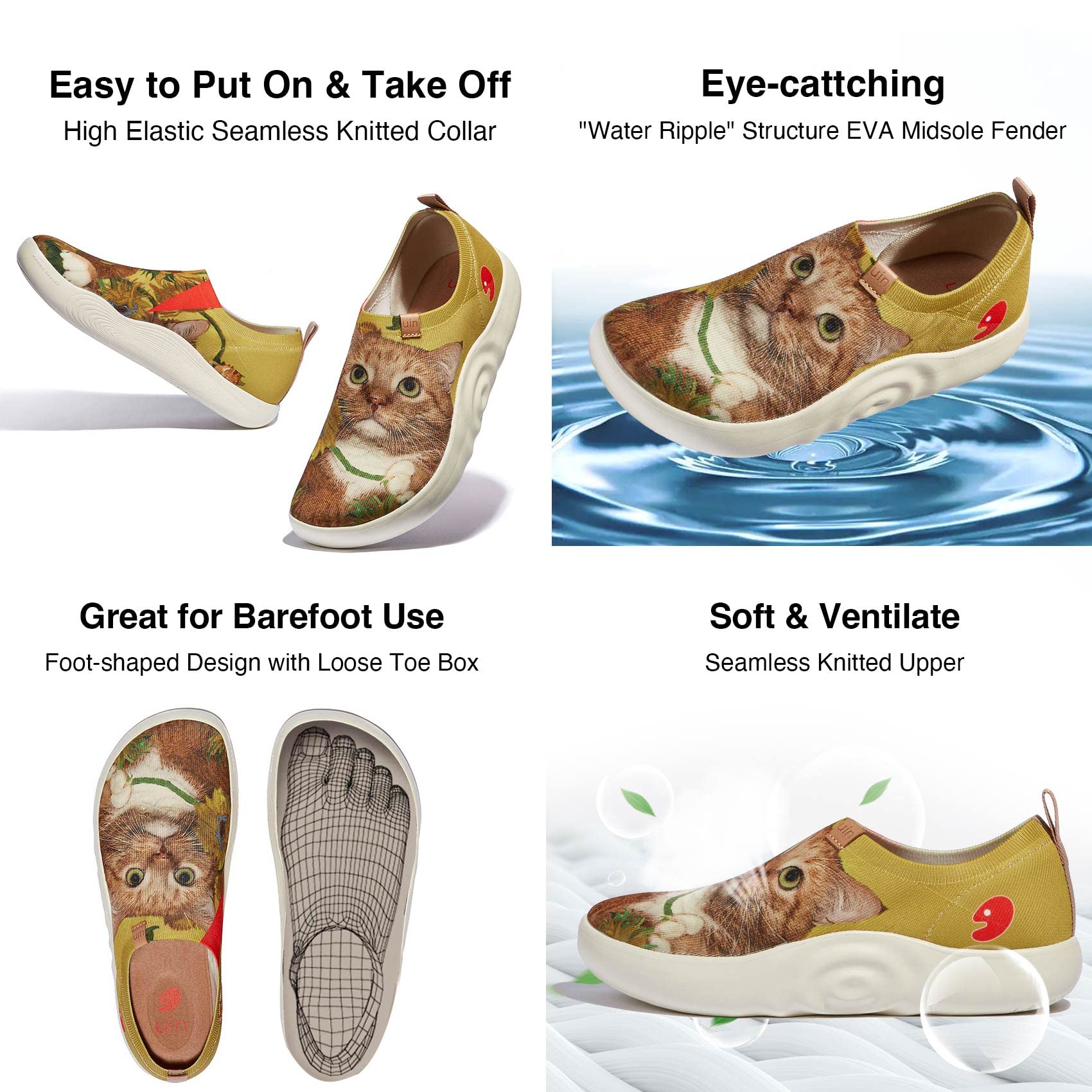 UIN x FatCatArt Collaboration damskie wsuwane mokasyny na co dzień wygodne artystyczne malowane buty podróżne lekkie trampki