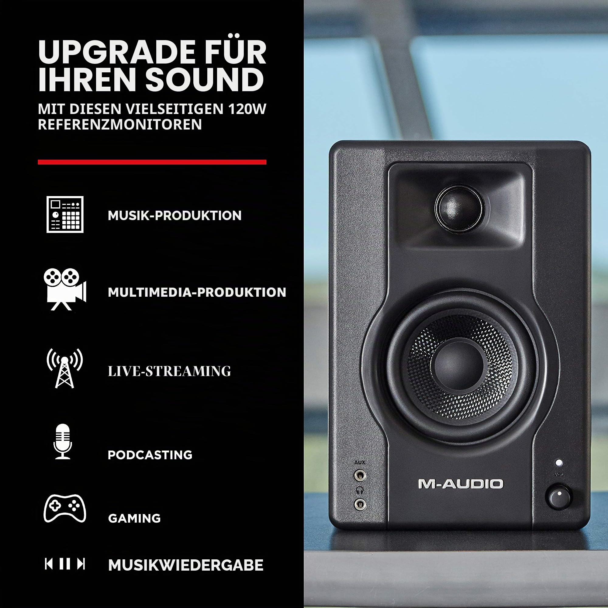 AKAI Professional MPK Mini MK3 & M-Audio BX3 – 25-Tasten USB MIDI Keyboard Controller, Drum Pads und 3,5" Studio-Monitore Lautsprecher für Recording