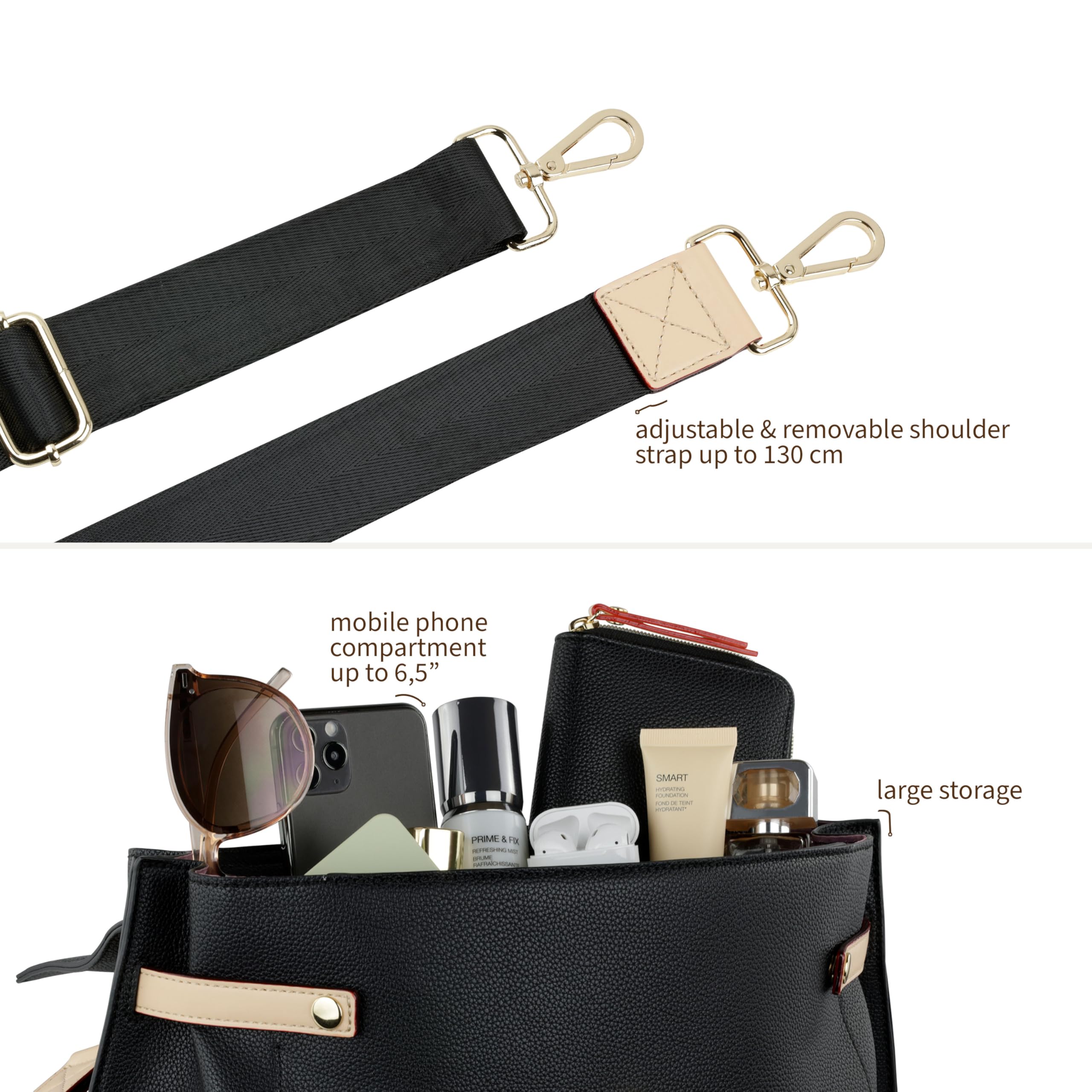 bugatti Ella – Bolso urbano de piel sintética para mujer, bolso de mano y bandolera