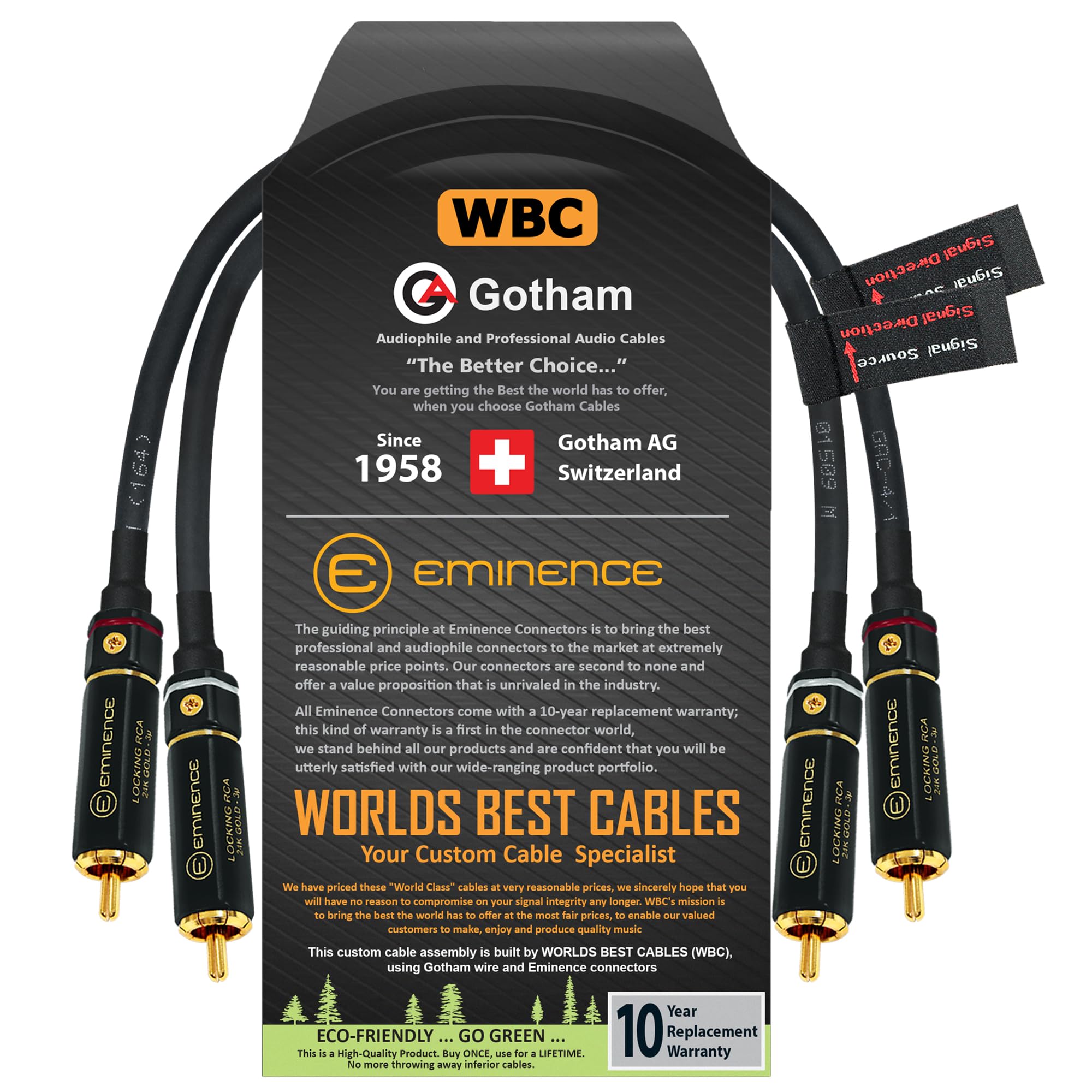 Amazon.com: WORLDS BEST CABLES 0.5 Foot RCA Cable Pair