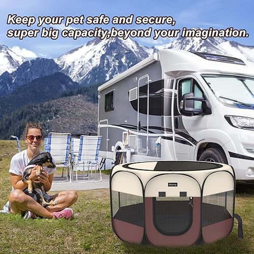 Miniatura 7 de Tienda de campaña portátil y plegable para mascotas y cachorros, con funda de transporte, cuenco de viaje plegable, para uso en interiores y