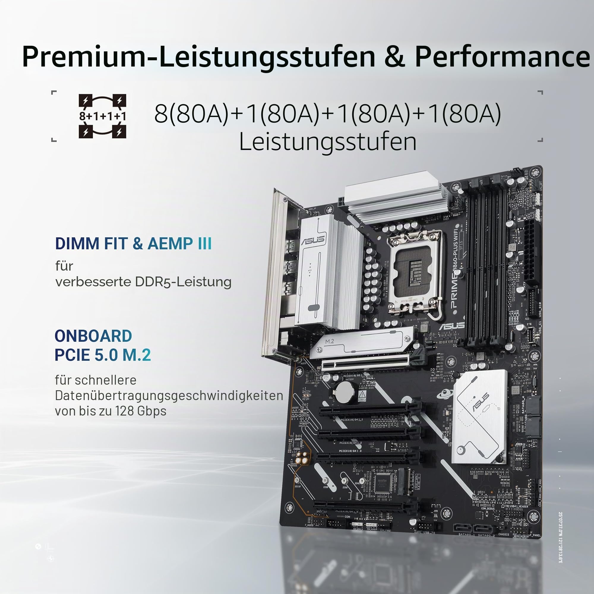 ASUS Prime B860-PLUS WiFi Gaming Mainboard Sockel Intel LGA 1851 (Intel B860, ATX, DDR5 Speicher, PCIe 5.0, 1x PCIe 4.0 M.2, WiFi 6E, Aura Sync)