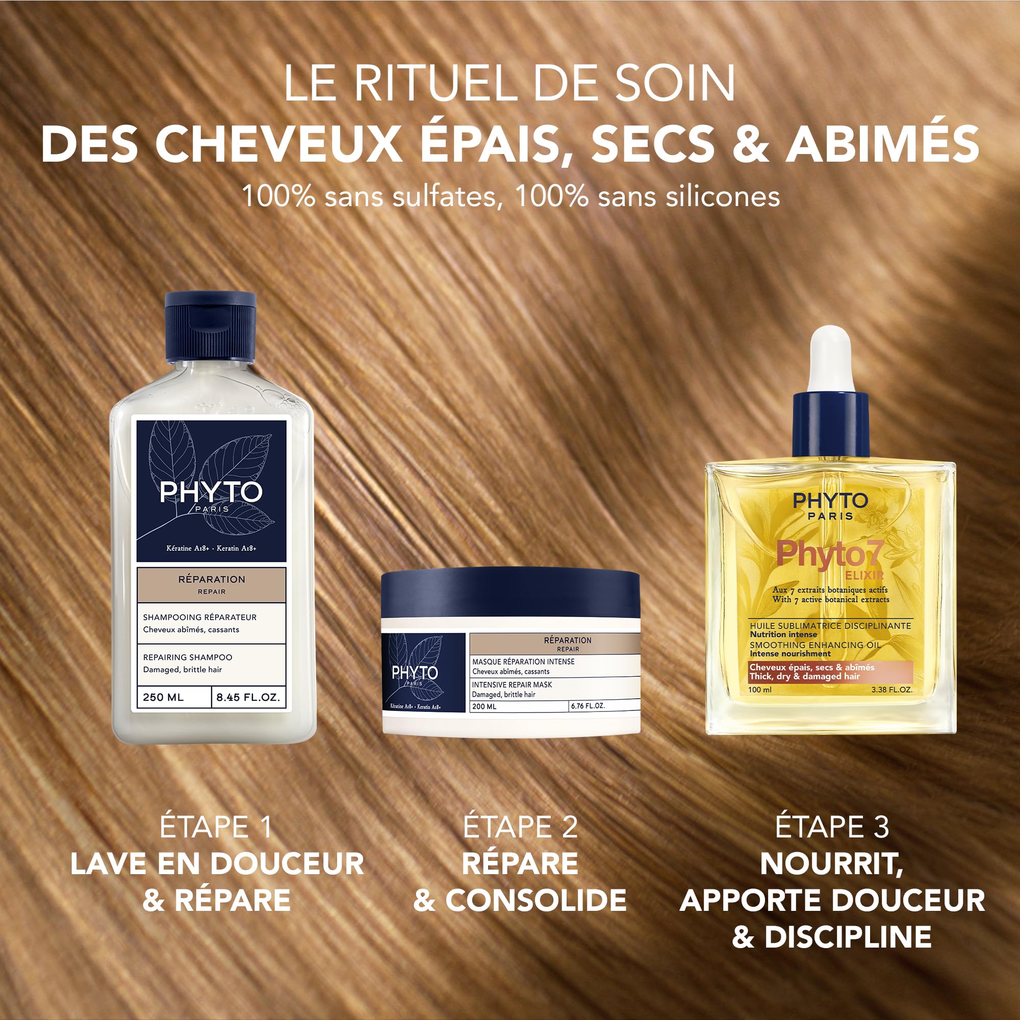 Phyto Paris Phyto 7 Elixir - Olio Sublimante Disciplinante 100 ml - Capelli spessi, secchi e danneggiati - Cura multiuso, nutrizione intensa, disciplina e rifinisce - 99% di oli botanici naturali