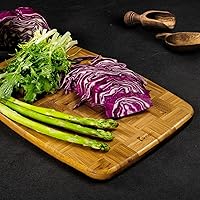 Vista 6 de Tabla de cortar de bambú, tablas de cortar para cocina, tabla de cortar de madera para carne, queso, verduras, tabla de cortar reversible