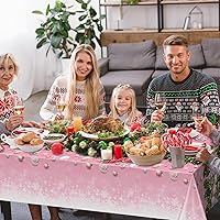 Vista 5 de Mantel de plástico con diseño de árbol de Navidad, 3 piezas, mantel rectangular de invierno con copos de nieve para Navidad, vacaciones, Año Nuevo