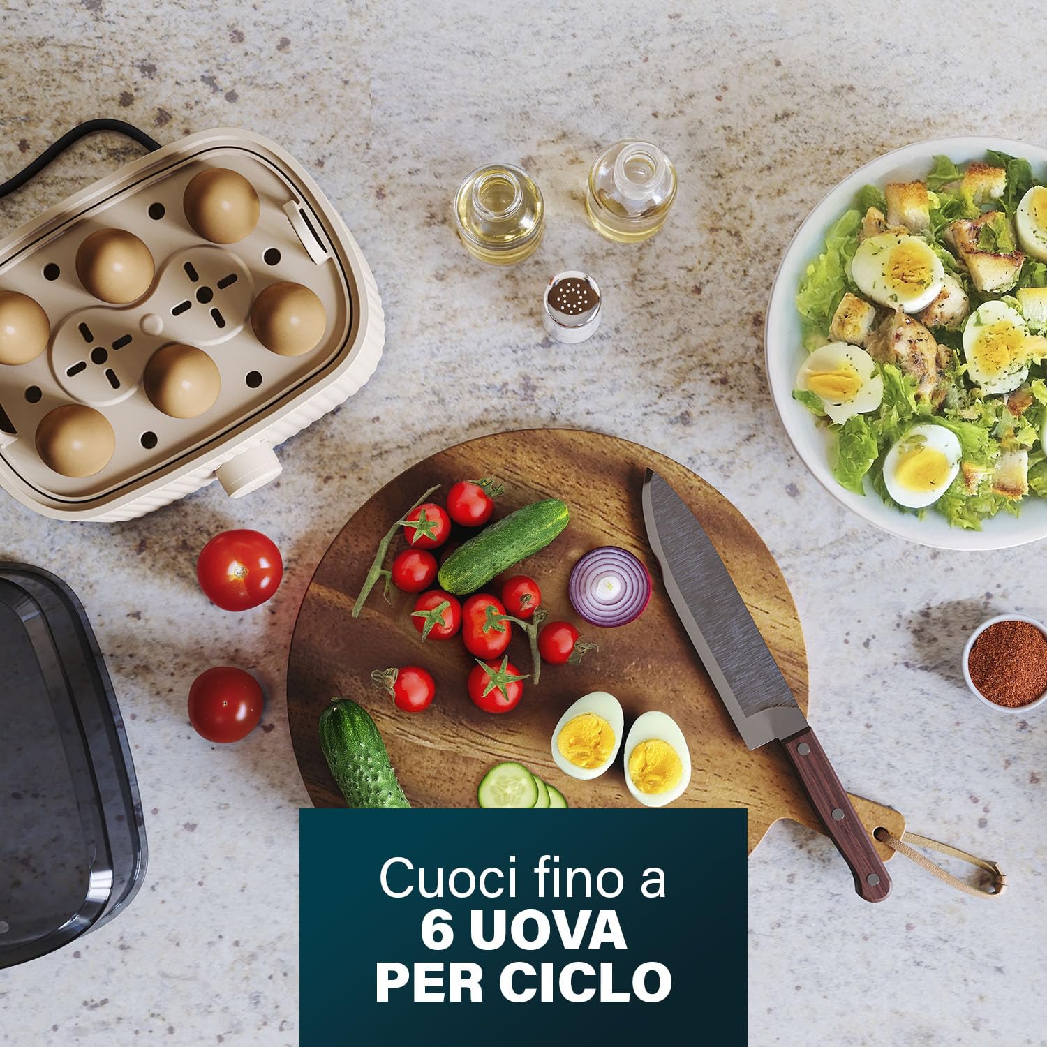 Princess Cuociuova, Capacità 6 Uova, 300W, Misurino per Uova Sode/Morbide, Spegnimento Automatico, BPA Free, Coperchio con Vapore, Vassoio Removibile, Facile da Pulire, 262047