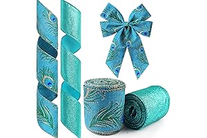 2 Rolls Peacock Ribbon for Wreaths and Gift Wrapping