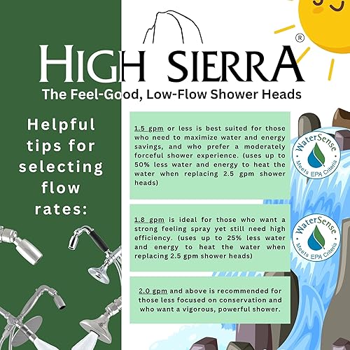 Miniatura 4 de High Sierra - Conjunto de cabezal de ducha de metal y ducha de mano. Combo de cabezal de ducha de 3 vías con mano cuenta con el cabezal de ducha de