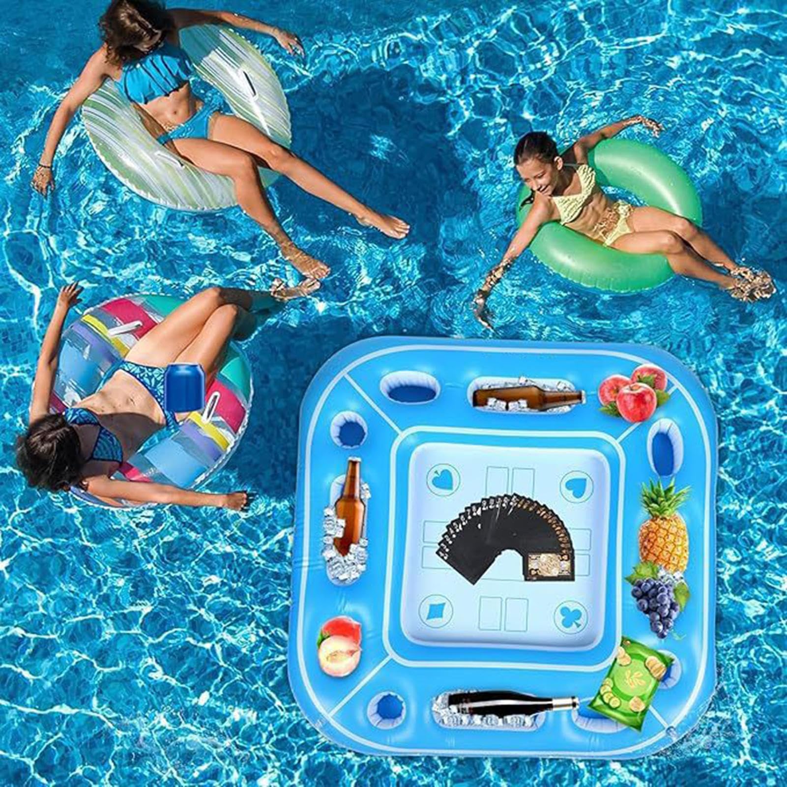 Tavolo di carte galleggianti - Scrivania impermeabile gonfiabile da 39,4 pollici per adulti, con funzione di gioco portatile, tavolo da gioco per piscina per spiaggia, lago, vacanze, materiale in PVC