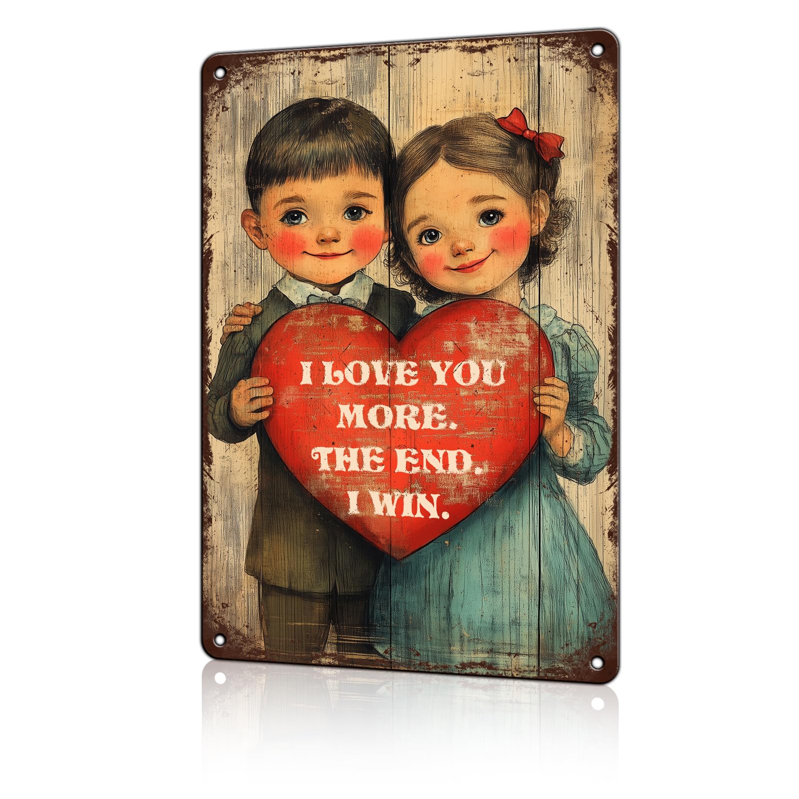 Anceky Boy And Girl I Love You Valentine's Day More I Win Tin Signs Retro Metal Sign Aluminum Sign Wall Decor for Garage Coffee Bar Pub Living Room Home 12×8 Inch