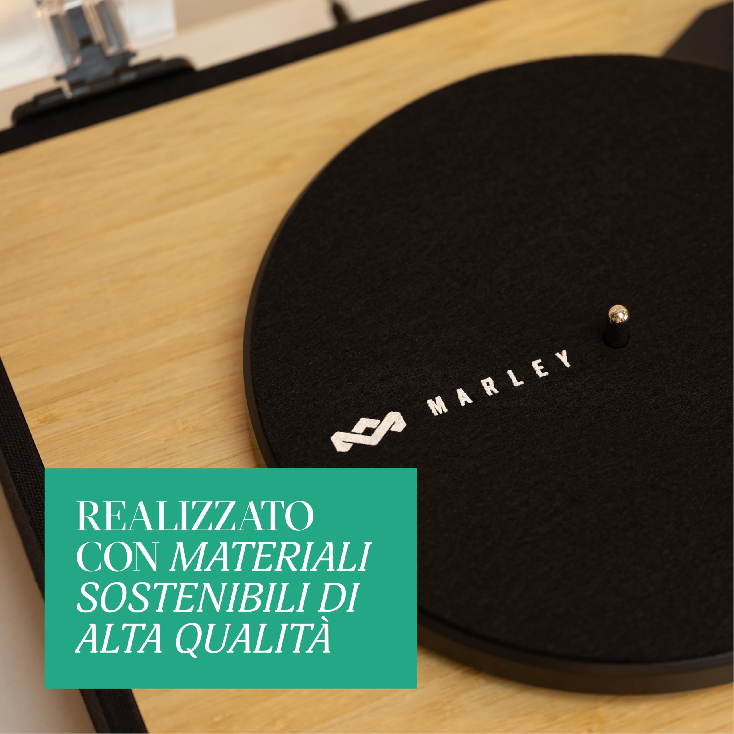 House of Marley Revolution Giradischi Bluetooth con Casse – Giradischi Vinili Sostenibile con Altoparlanti Cablati, Facile da Configurare, Design Moderno con Coperchio