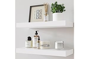 Bellsal White Floating Shelves Set of 2, 15" Wall Shelves