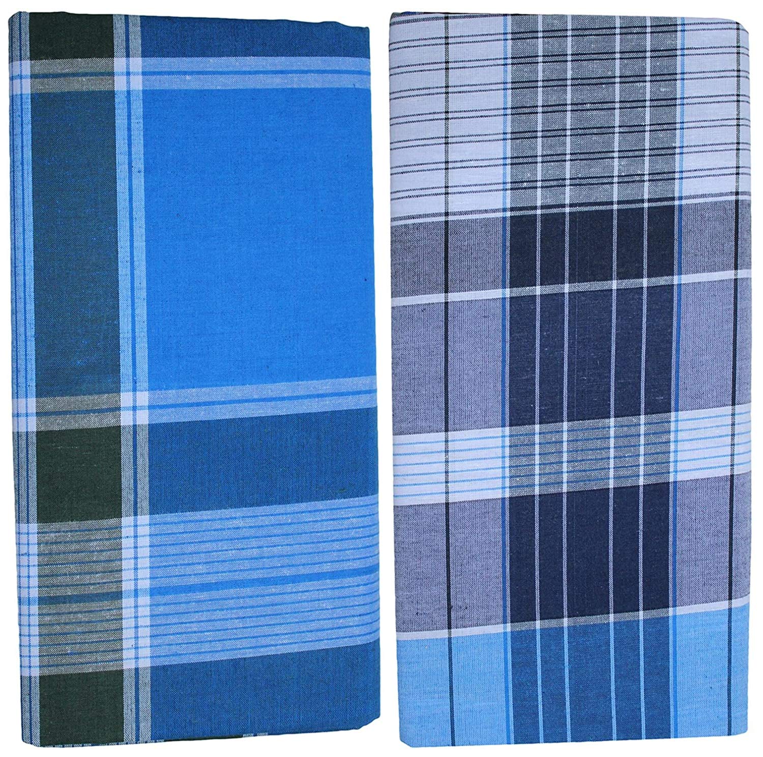 Mens cotton check Lungi, 2 mtr size, Assorted checks (Small & Big) - Pack of 1-image-19