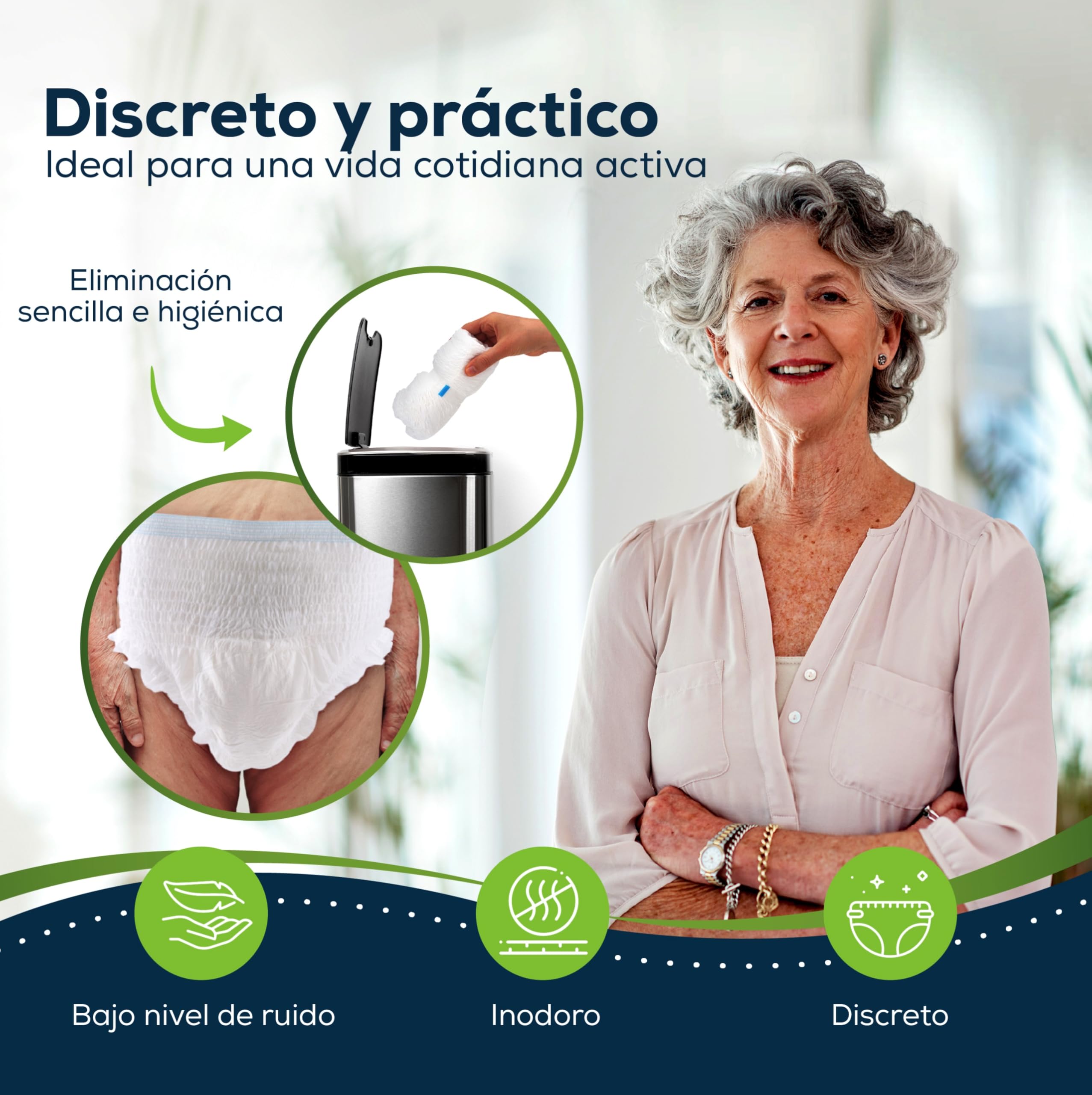 Pantalones Incontinencia para Adultos Hombre Mujer - Ropa Interior Protector Perdidas Vejiga Débil - Pañales Desechables 22 unidades Blanco Talla Grande