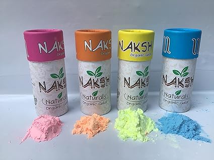 DHD59 100% Natural and Hand Made, Soft & Glossy, Non Toxic, Organic & Herbal (Box Packed Gulal Color - Pack of 4 (70 Gram Each) Multi Colour Holi Celebration