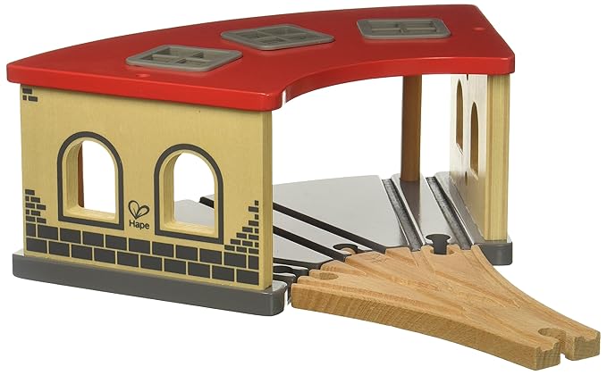 Hape International Wooden Railway Big Engine Shed Train Set