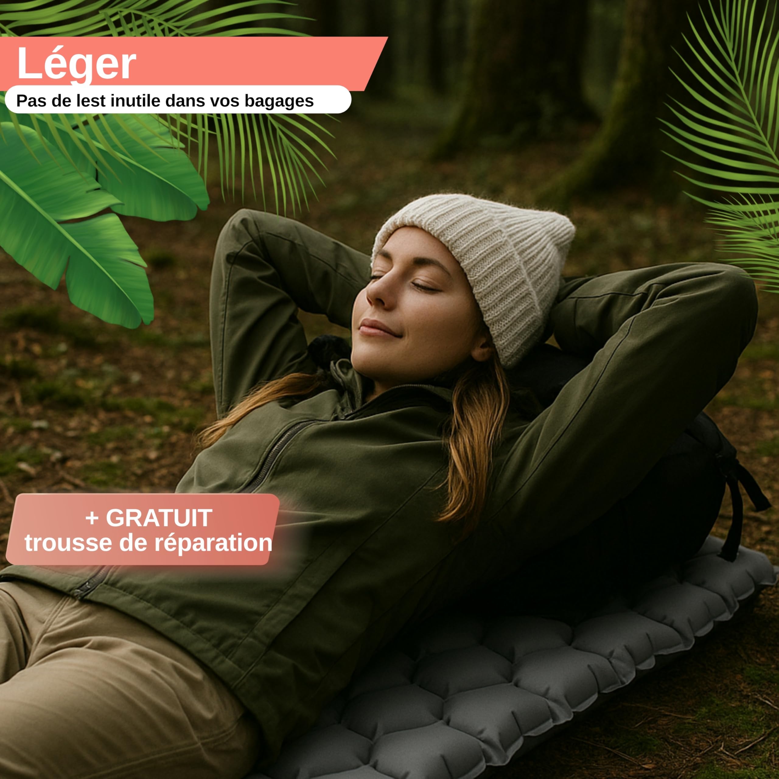 Backpacker's Journey Matelas randonnée Ultra léger – Matelas Gonflable Compact pour Matelas Camping 1 Place, idéal Trek, Bivouac, Outdoor & bikepacking