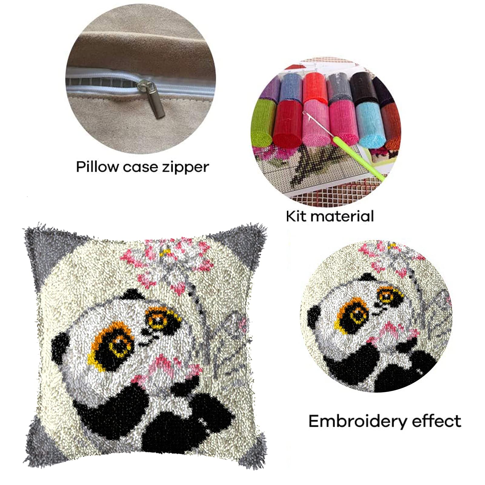 VIONNPPT Knoopkussen Om Zelf Te Knopen, Doe Het Kussensloop Bankkussen Knoopkussenset Voor Kinderen En Volwassenen Latch Haak Kit 40 X Cm Siberische Husky 3250188443