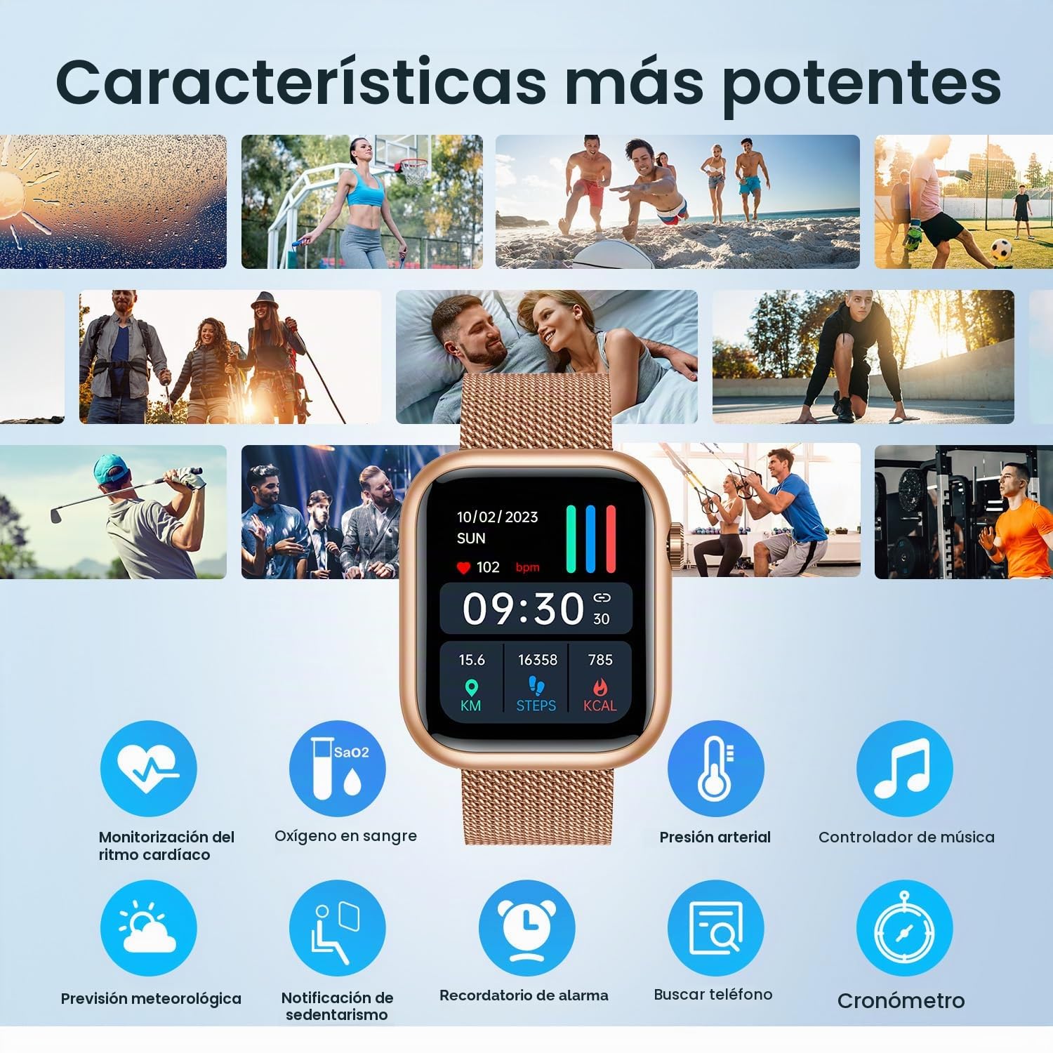 Reloj Inteligente Mujer Smartwatch con Llamada: 1.83'' Oro Digital Smart Watch con Bluetooth Whatsapp Pulsómetro/Monitor de Sueño 123 Mode Deportivos Pulsera Actividad 3 Correa para iPhone iOS Android