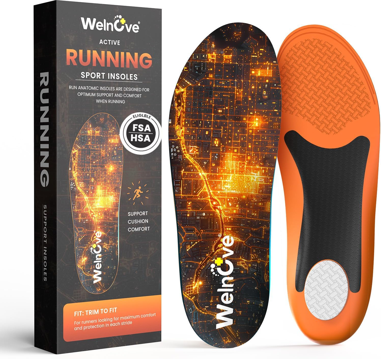 Welnove Solette da corsa ad alte prestazioni per uomini e donne, inserti per scarpe da atletica con assorbimento degli urti, anti-torsione in TPU, protezione sportiva per ridurre l'affaticamento