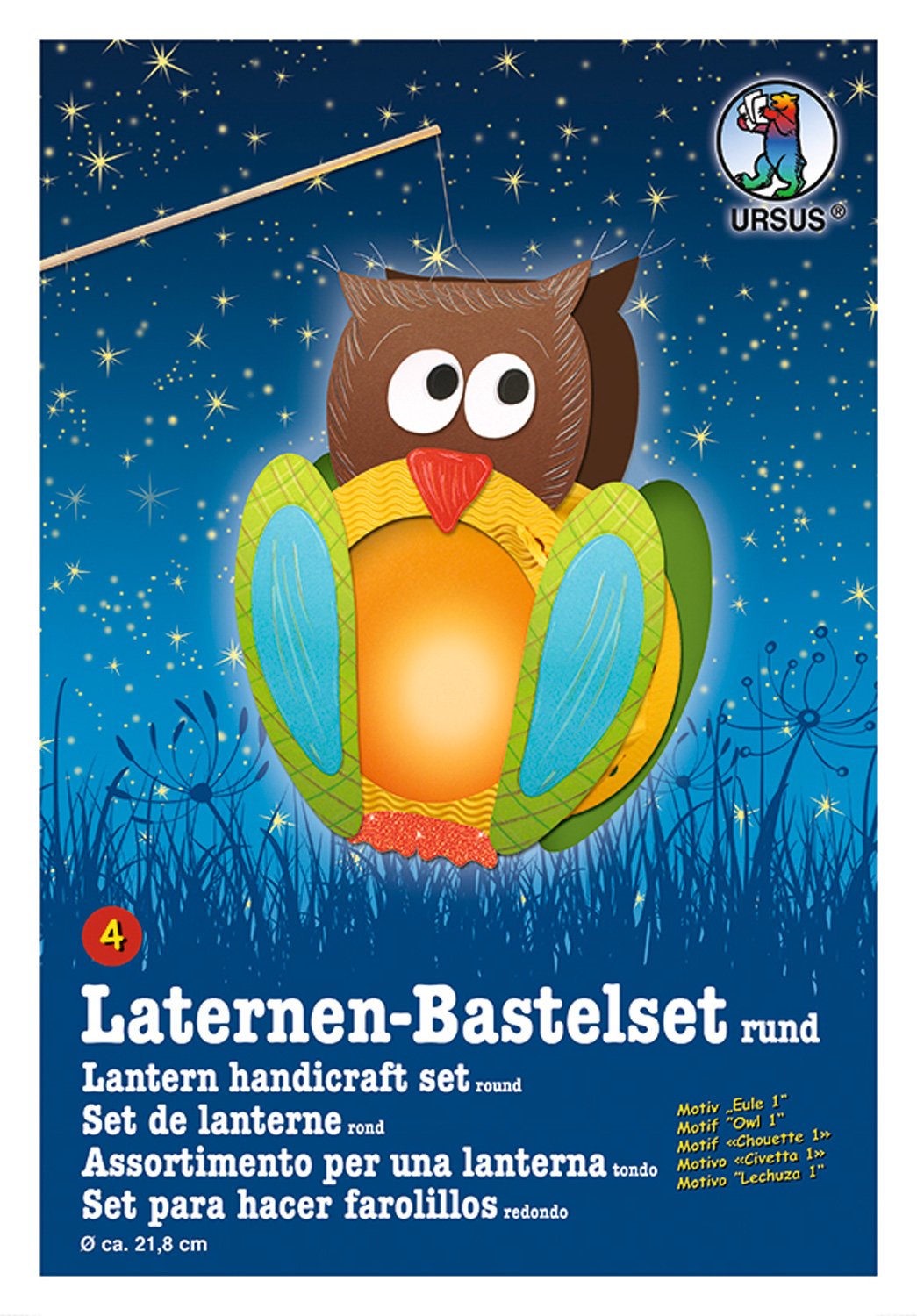 Ursus 18700004 Lantern Craft Set, Owl 1, Approx. 21.8 x 21 x 10.3 cm, Diameter Approx. 21.8 cm, Includes Template Sheet with Craft Instructions (English language not guaranteed), Ideal for the Next