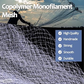 Yeahmart American Cast Net, 3-10ft Radius Casting Net with 3/8 Inch Mesh