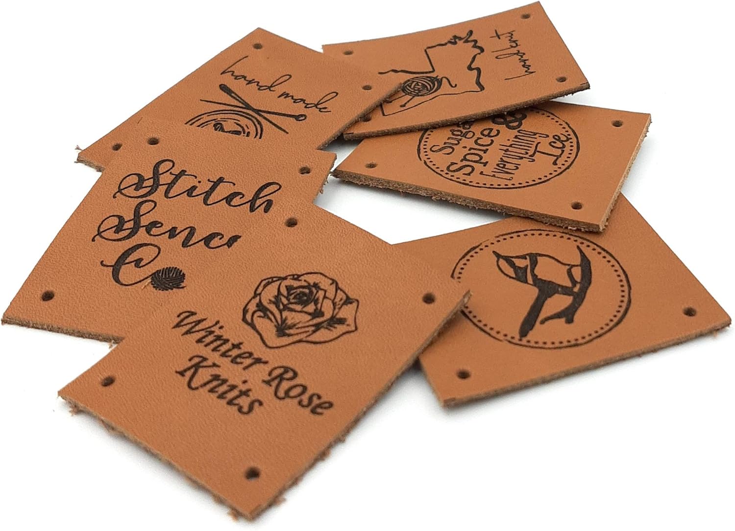 Personalized leather labels, clothing labels, logo labels, branding tags, knitting labels, custom leather labels, engraved tags, set of 25