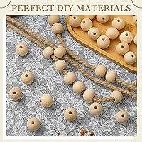 Vista 6 de WILLBOND 130 cuentas de madera de macramé sueltas con agujero grande de 0.394 pulgadas (0.394 in) para kits de fabricación de macramé, suministros