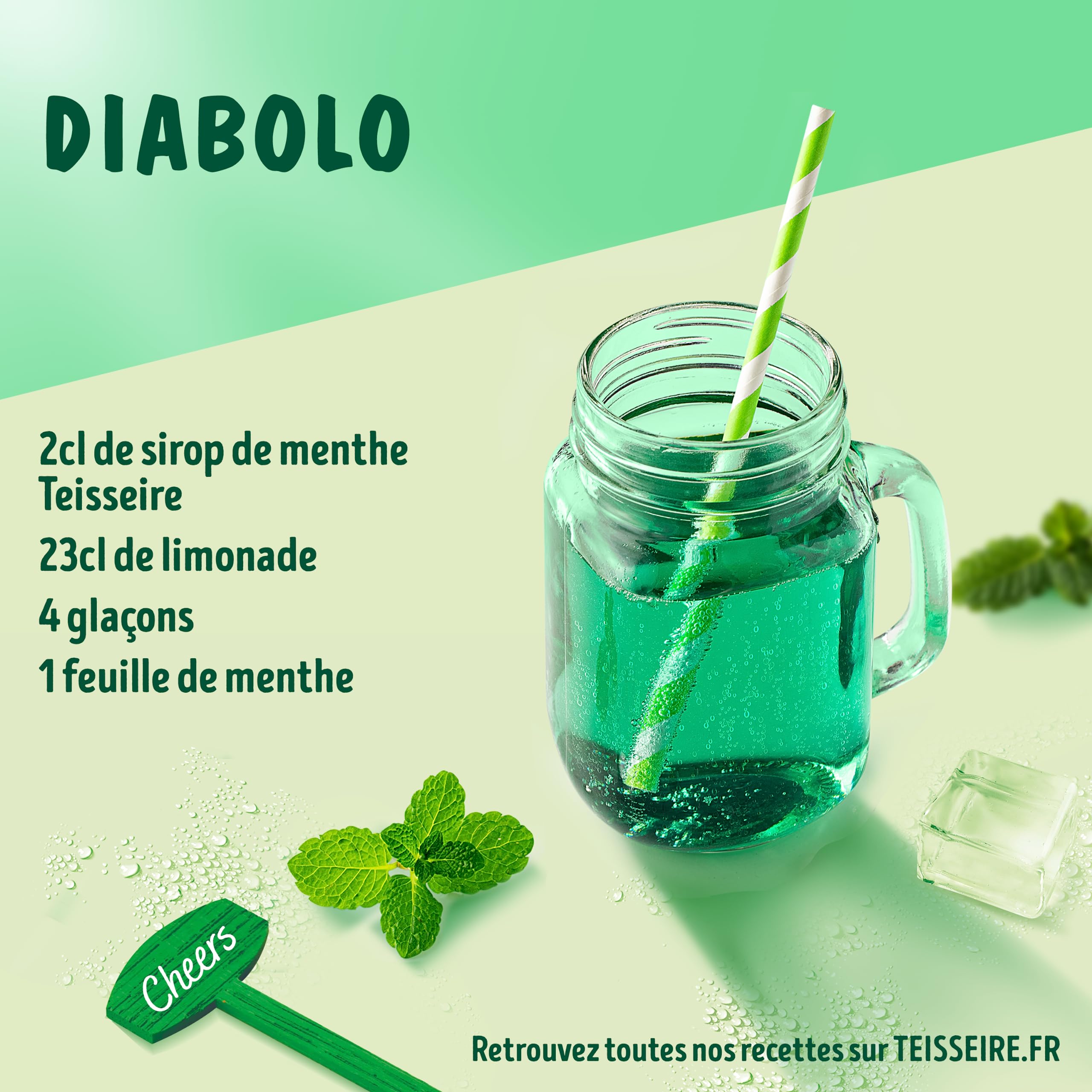 Pack 6 Siropes Menta verde Teisseire - 6 x 60 cl