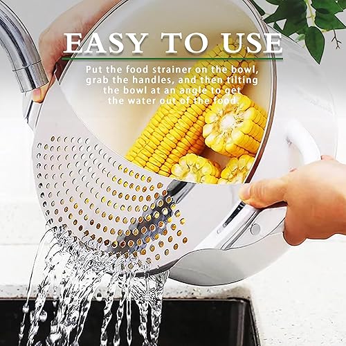 Miniatura 4 de Colador de acero inoxidable, 2 unidades, colador de pasta, colador de alimentos de metal para fideos, frutas, verduras, adecuado para macetas o