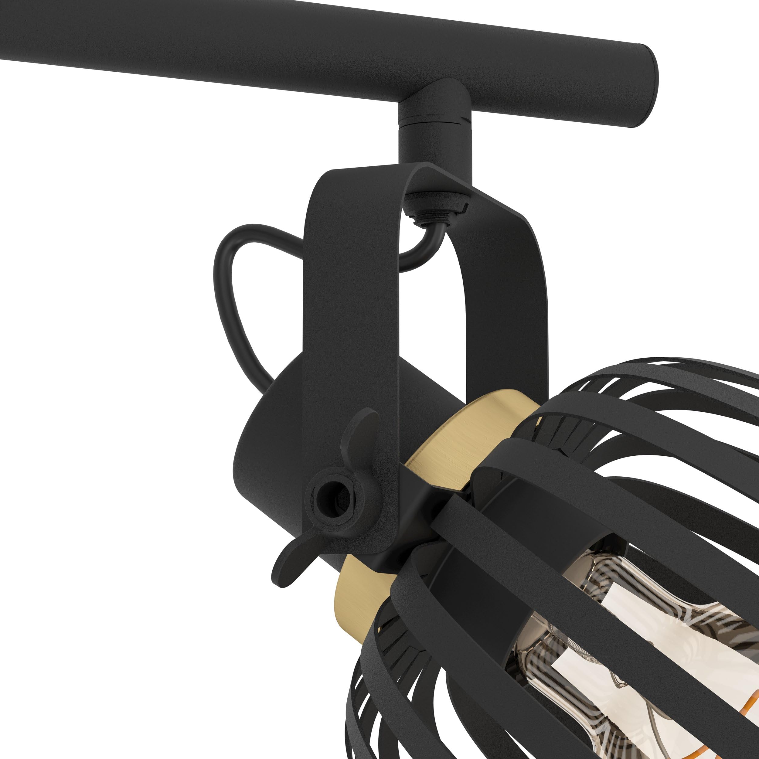 EGLO Deckenstrahler Segovia, 3-flammige Deckenlampe mit schwenkbaren Spots | Deckenleuchte aus Metall in Schwarz und Messing-gebürstet, Deckenspot mit E27 Fassung