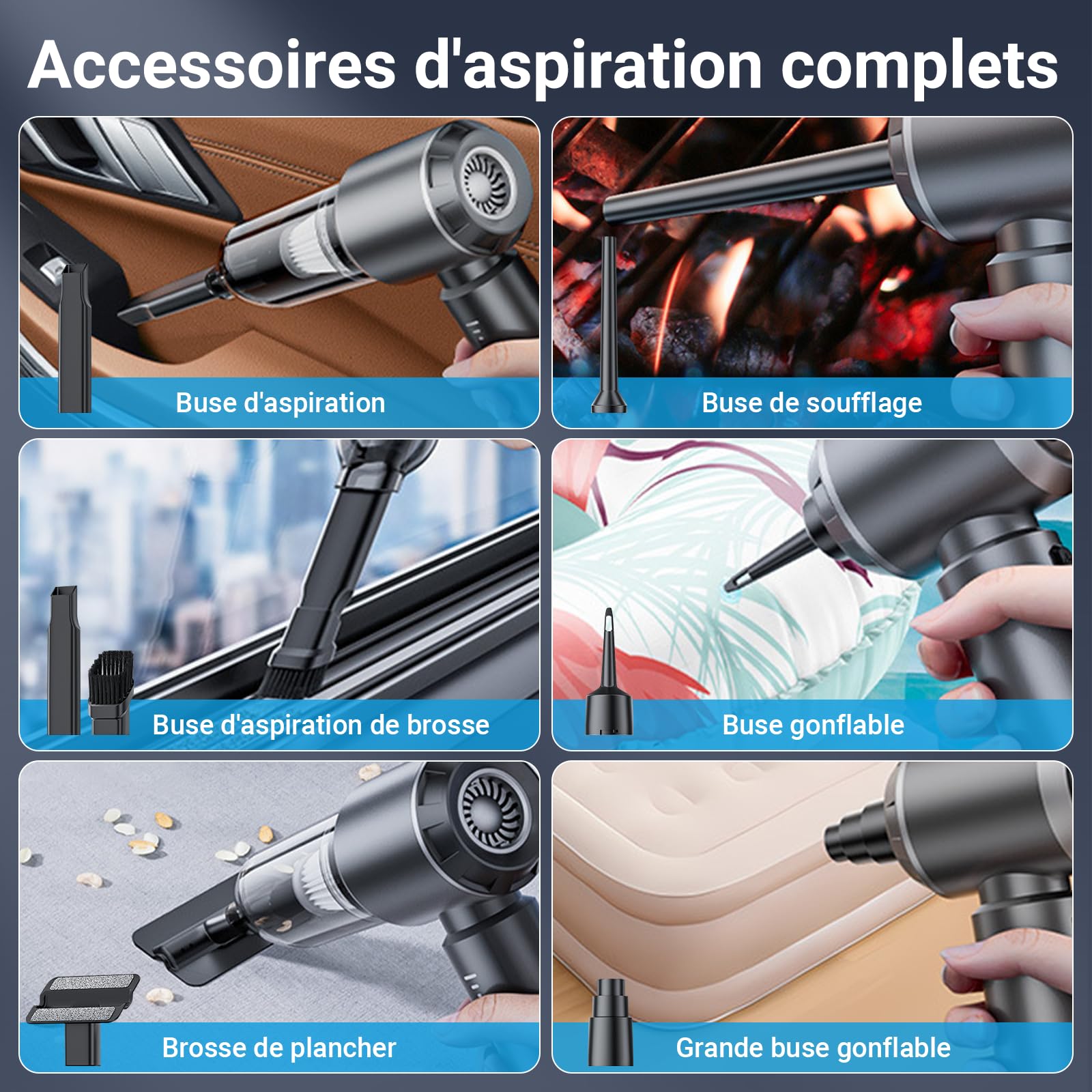 NVKHG NVKHG Aspirateur à Main, 26000Pa Aspirateur à Main sans Fil, Aspirateur de Voiture à 3 Vitesses avec Moteur sans Brosse, Mini Aspirateur de Voiture pour Voiture Animaux Maison Car in use