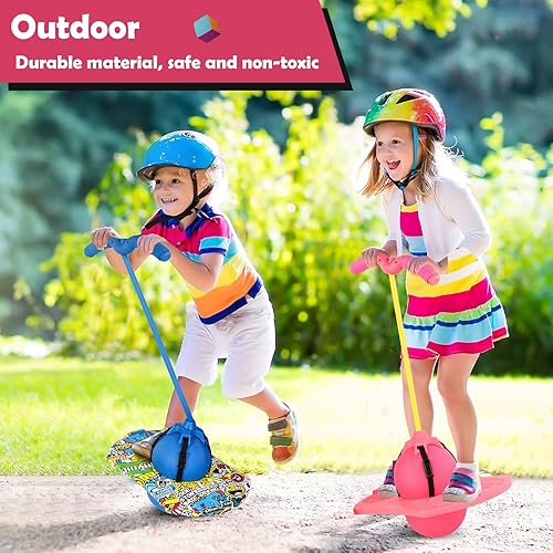 Miniatura 7 de Pogo Jumper con asa y bomba de bola, juguete de salto alto, tablero de truco, bola de rebote Pogo segura y divertida para niños, niñas y adultos